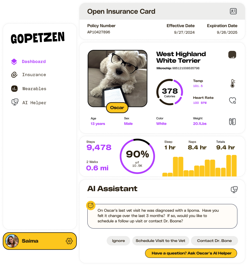 GoPetZen Insurance Card Interface